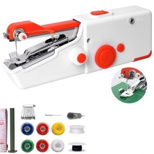 Portable Handheld Sewing Machine in Red and White